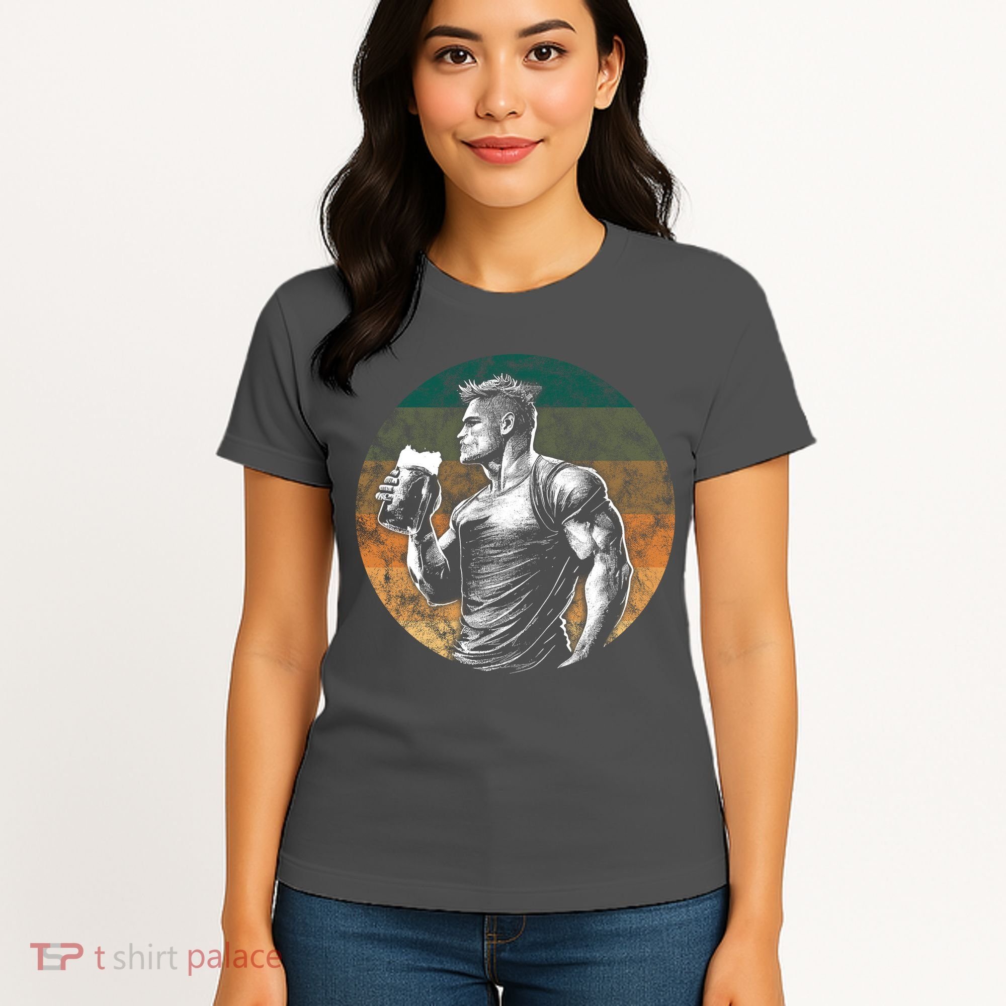Muscular Man Drinking Beer Women's T-Shirt