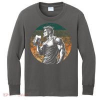 Muscular Man Drinking Beer Kids Long Sleeve Shirt thumb 0
