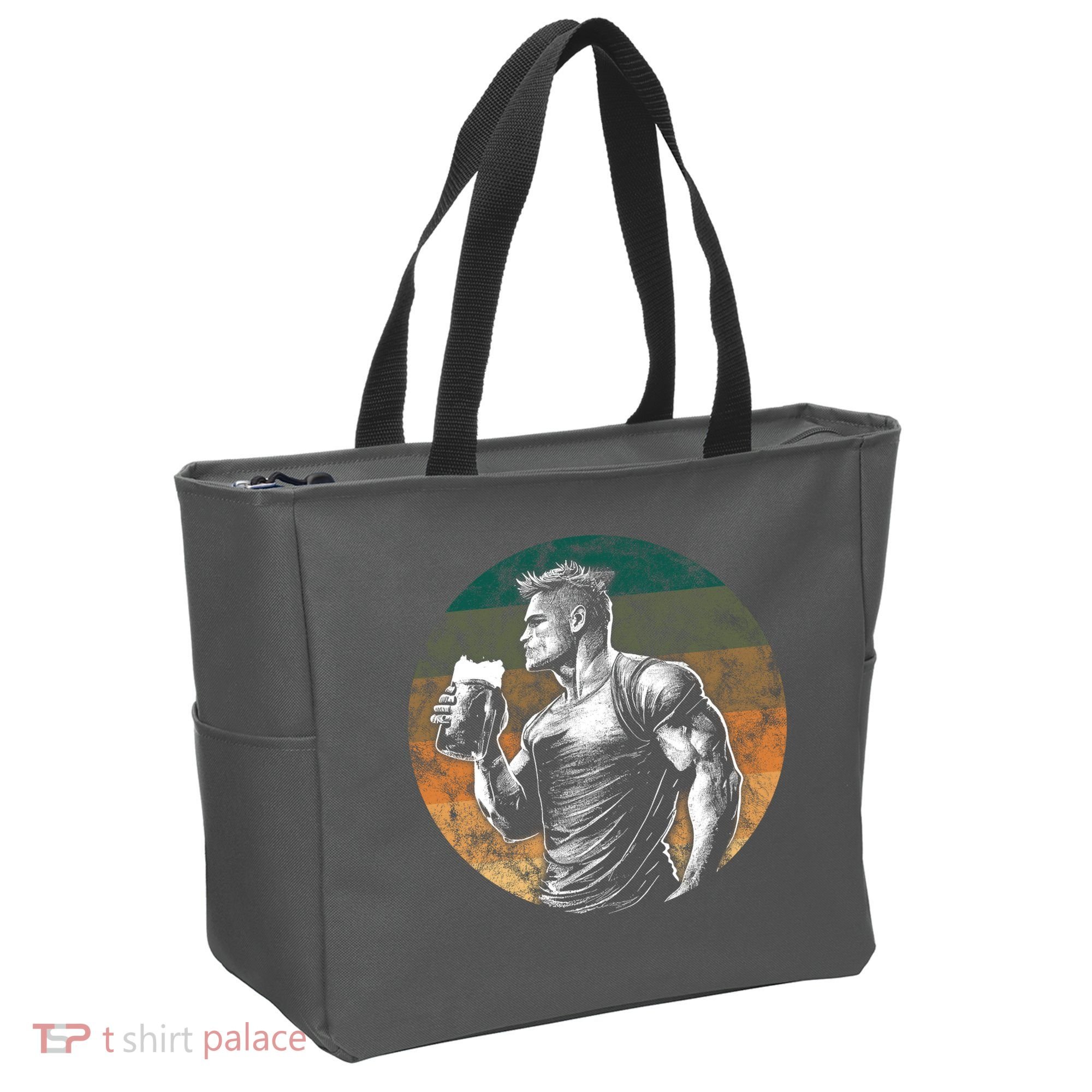 Muscular Man Drinking Beer Tote Bag