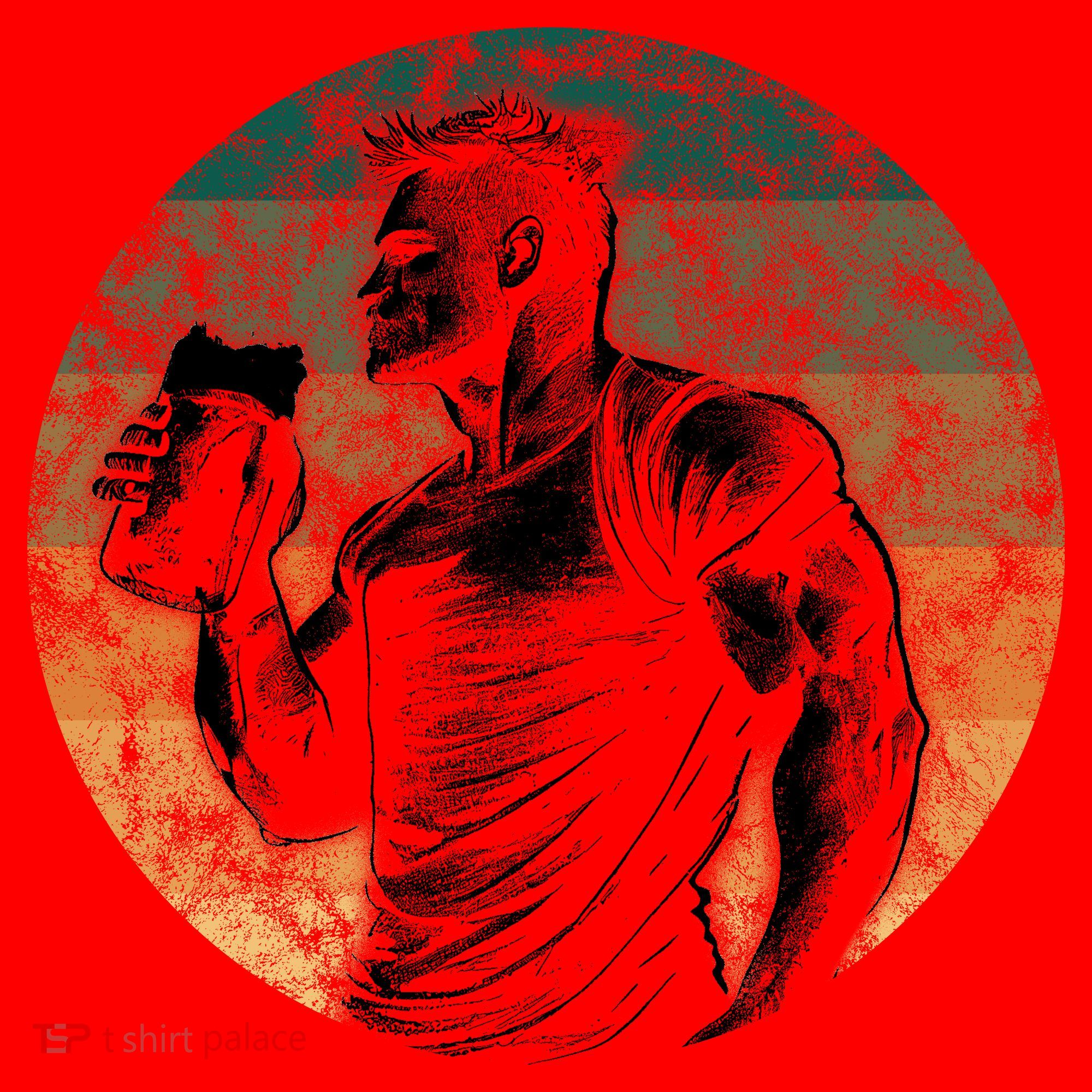 Muscular Man Drinking Beer Santa Hat