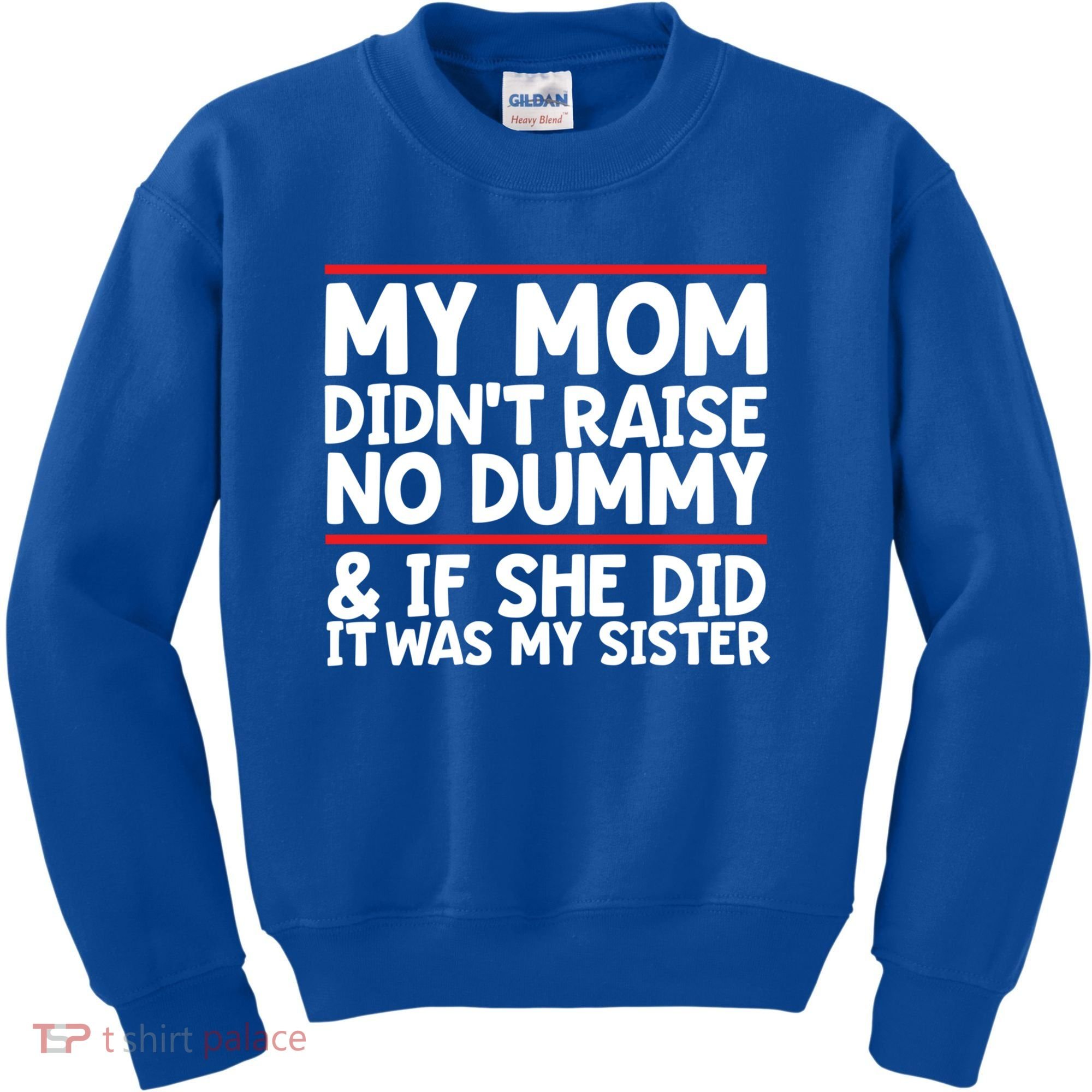 My Mom Didn't Raise No Dummy And If She Did It Was My Sister Gift Kids Sweatshirt