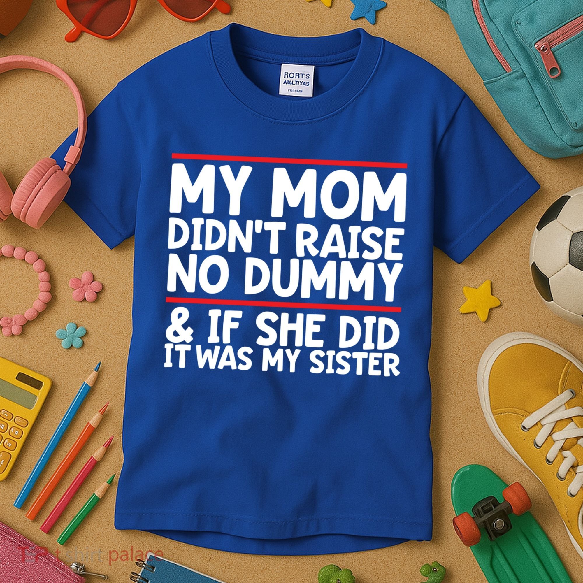 My Mom Didn't Raise No Dummy And If She Did It Was My Sister Gift Kids T-Shirt
