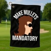 Make Mullets Datory Gift Funny Redneck Mullet 80s Hairstyle Gift Golf Towel thumb 1