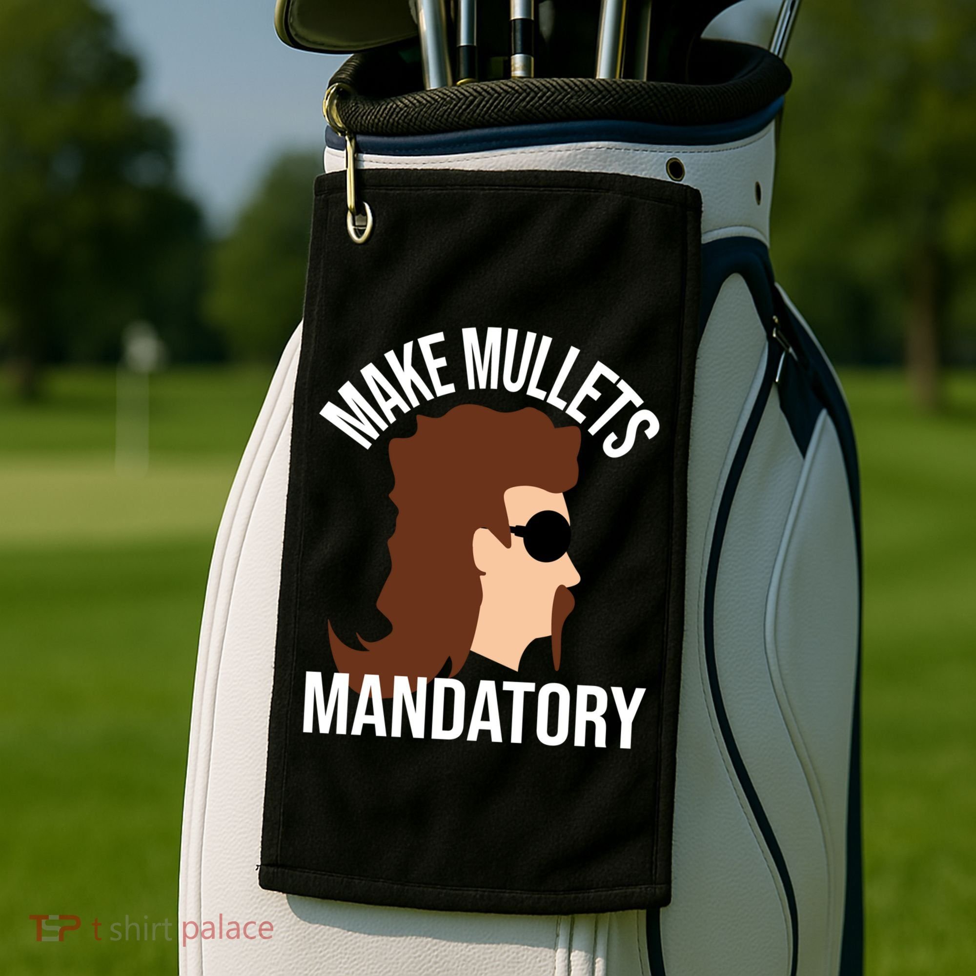 Make Mullets Datory Gift Funny Redneck Mullet 80s Hairstyle Gift Golf Towel