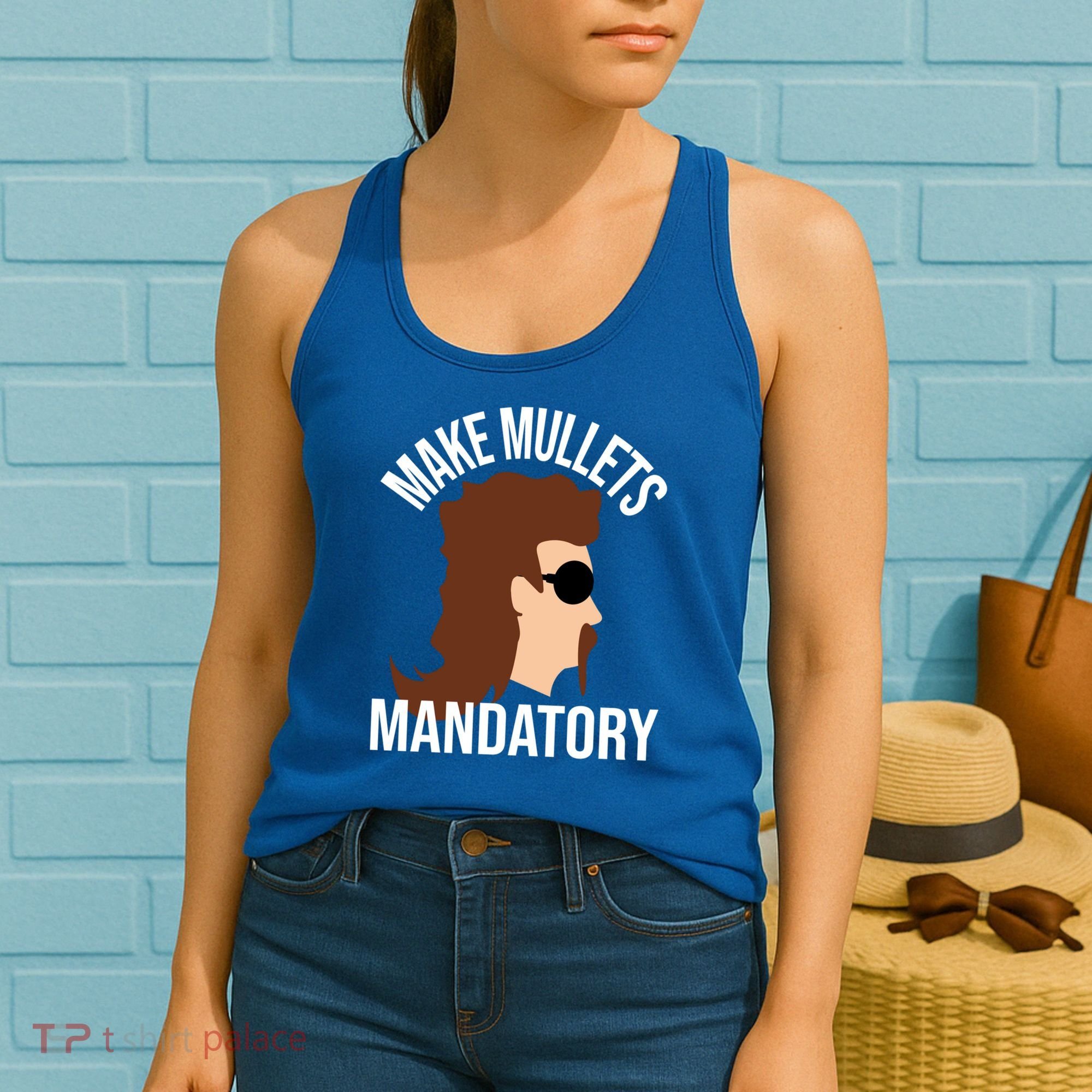 Make Mullets Datory Gift Funny Redneck Mullet 80s Hairstyle Gift Women's Tank Top