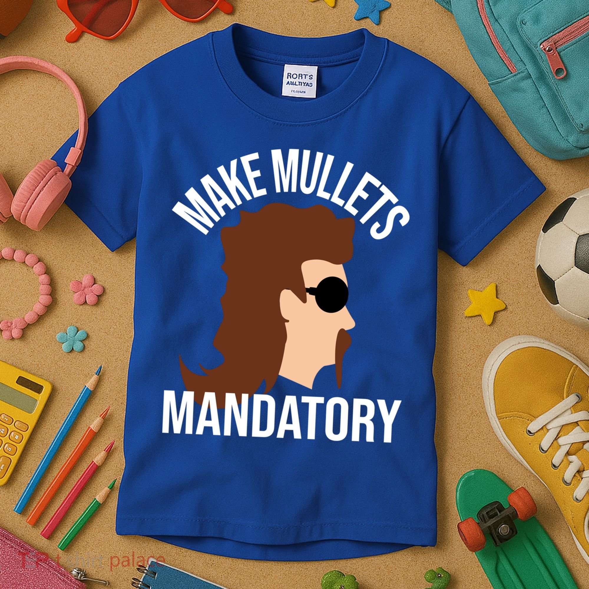 Make Mullets Datory Gift Funny Redneck Mullet 80s Hairstyle Gift Kids T-Shirt
