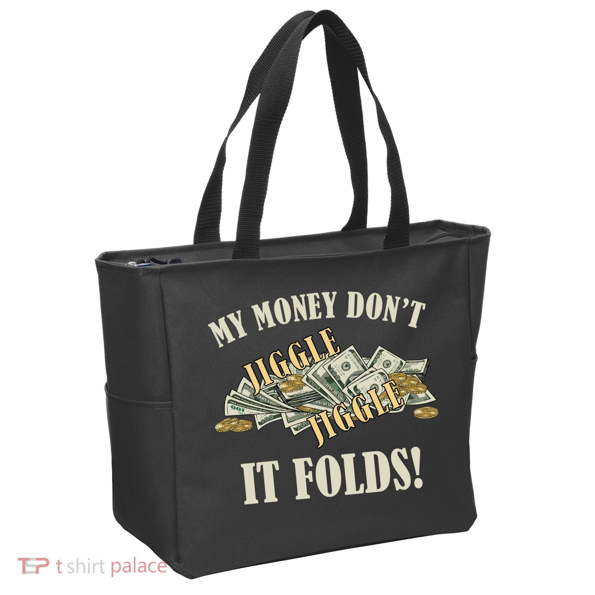 My Money Don't Jiggle Jiggle It Folds Gold Funny Meme Tote Bag