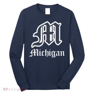 Michigan M Detroit D Logo Long Sleeve Shirt