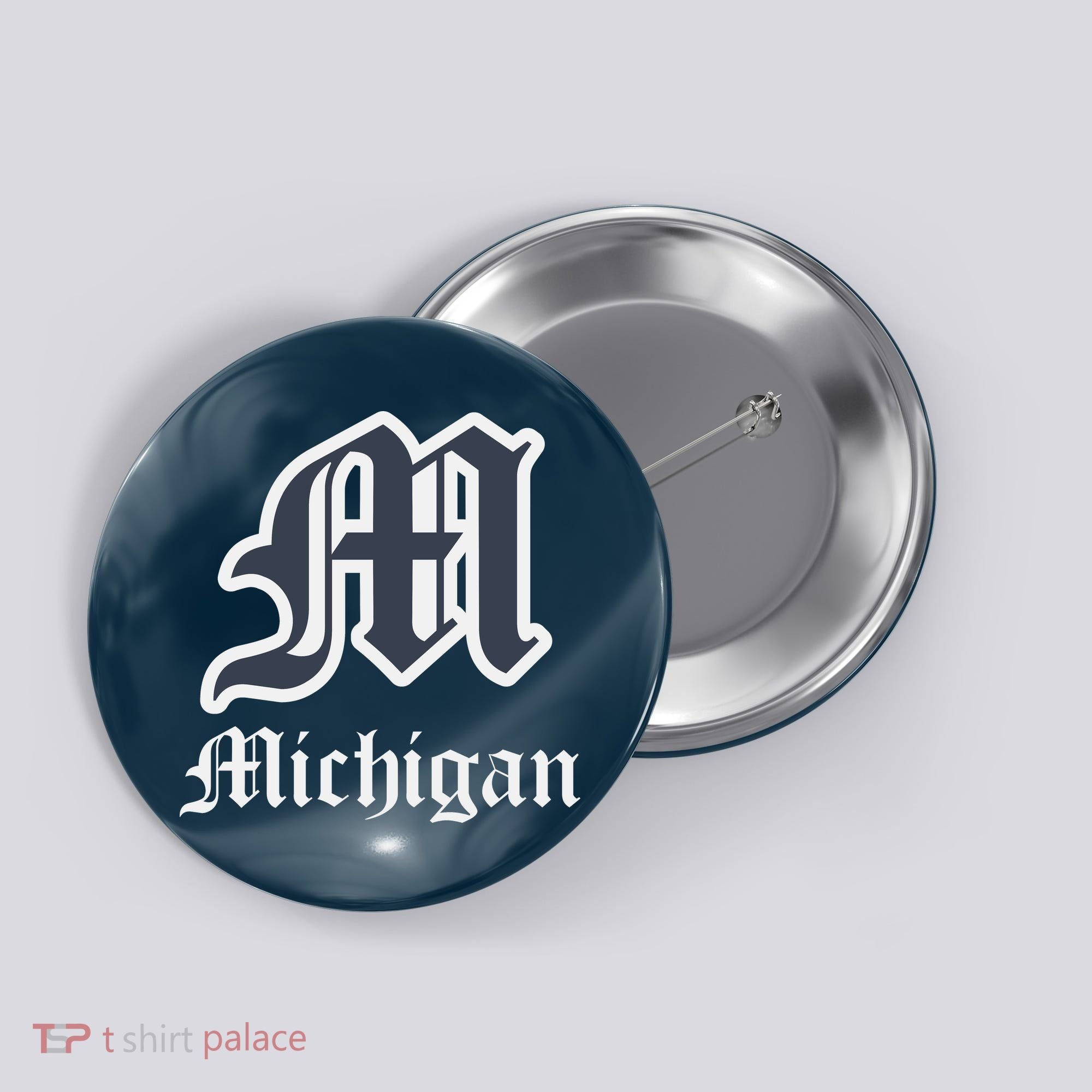 Michigan M Detroit D Logo Button