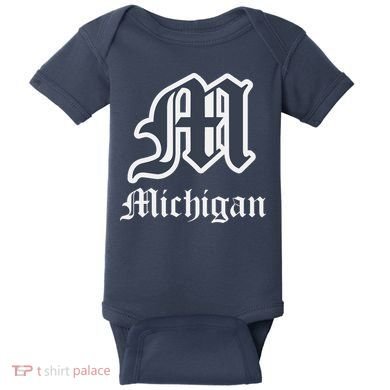 Michigan M Detroit D Logo Baby Bodysuit