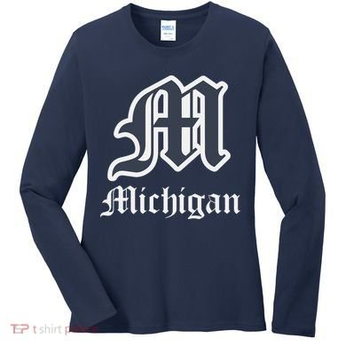Michigan M Detroit D Logo Women's Long Sleeve Shirt