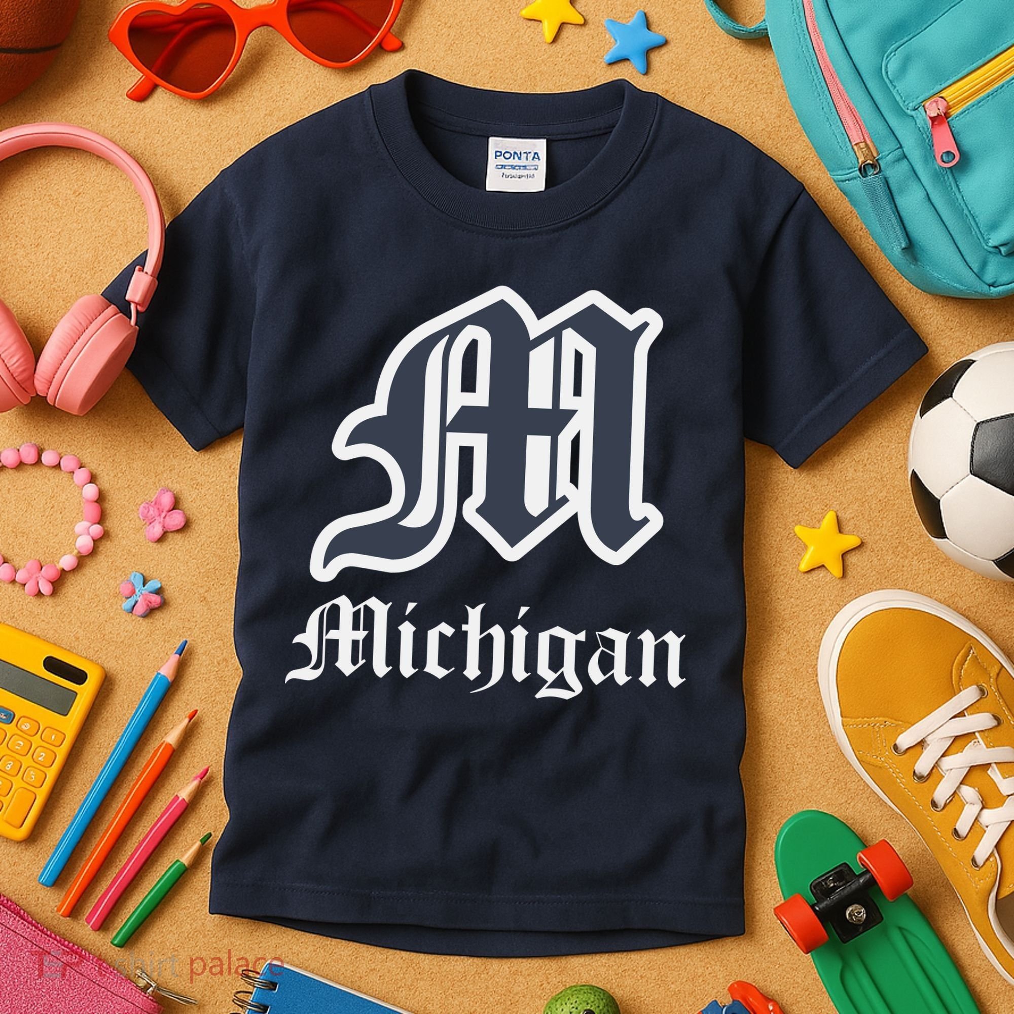Michigan M Detroit D Logo Kids T-Shirt