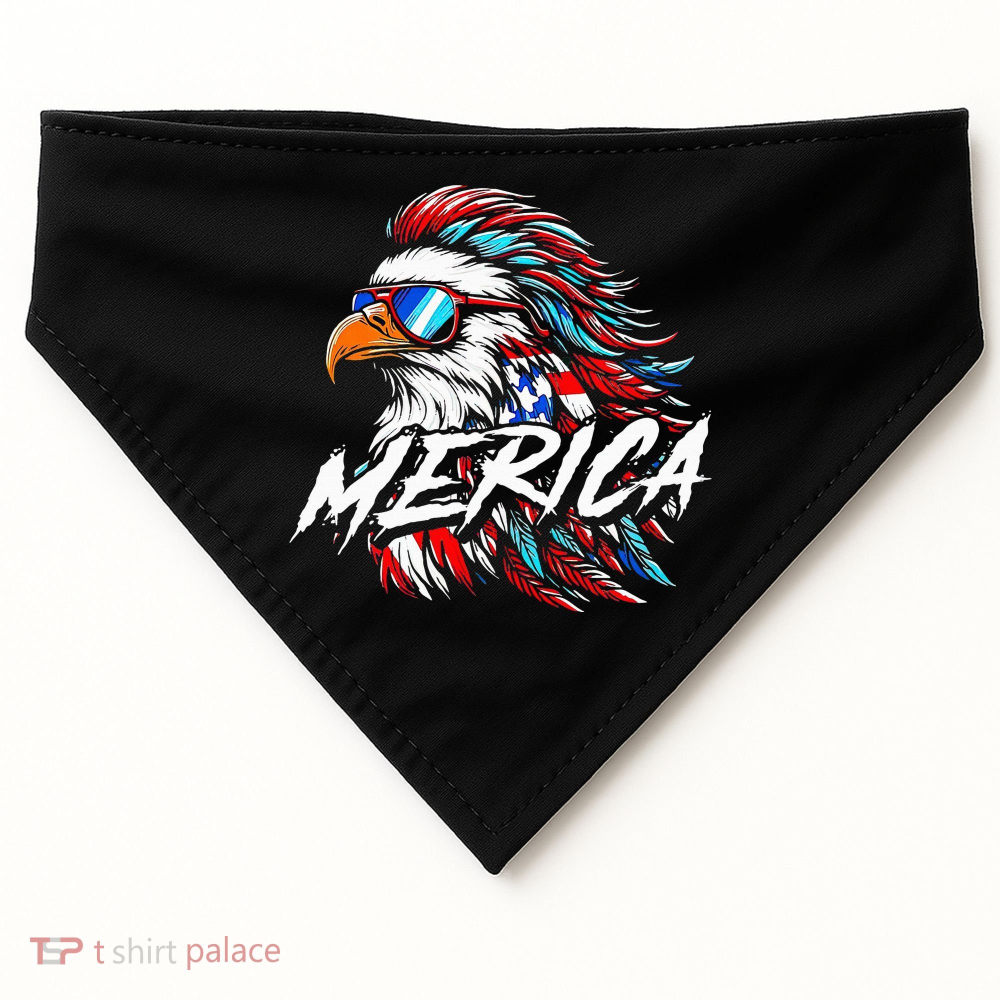 Merica Mullet Eagle Funny 4th Of July USA-Made Doggie Bandana