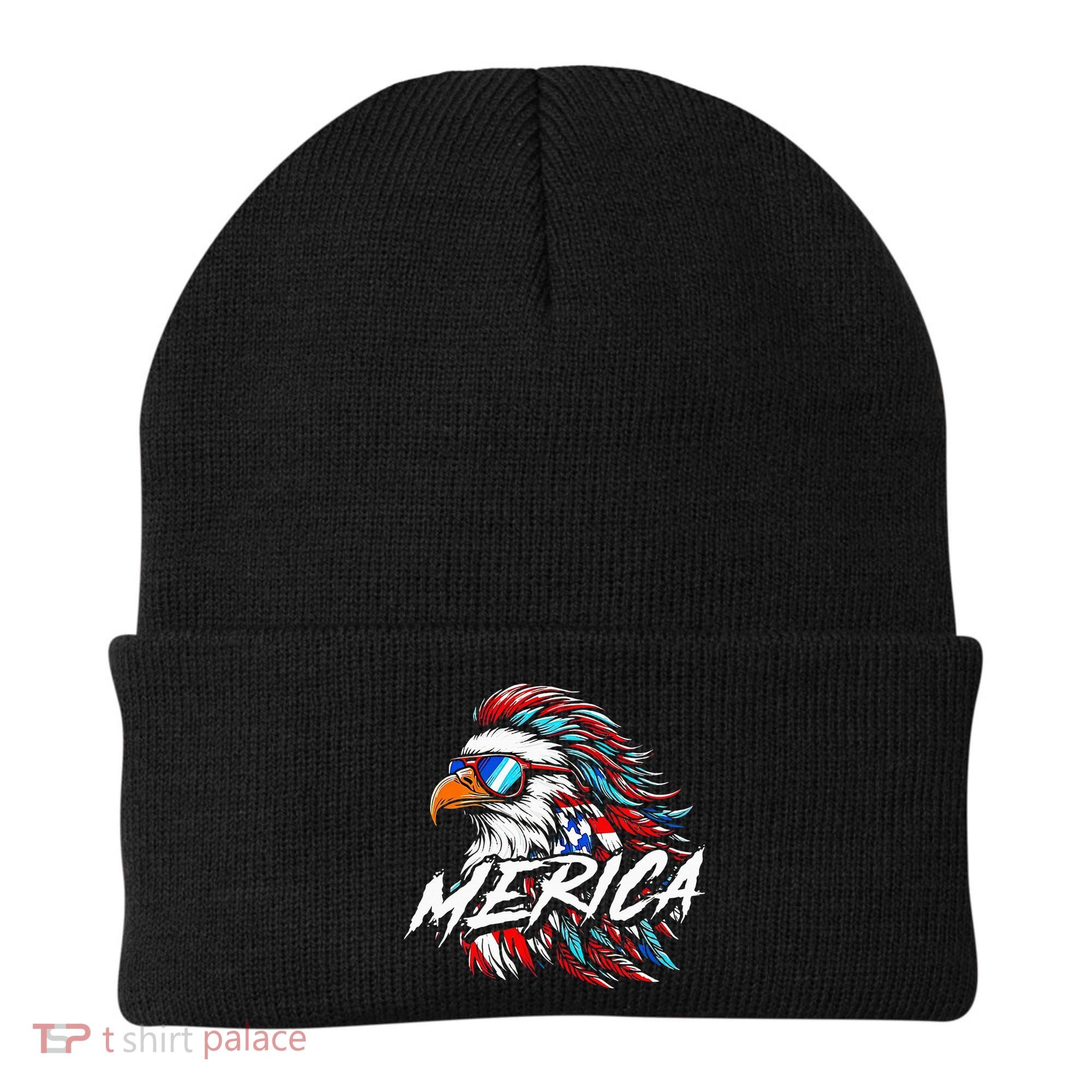 Merica Mullet Eagle Funny 4th Of July Beanie