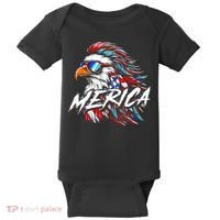 Merica Mullet Eagle Funny 4th Of July Baby Bodysuit thumb 0