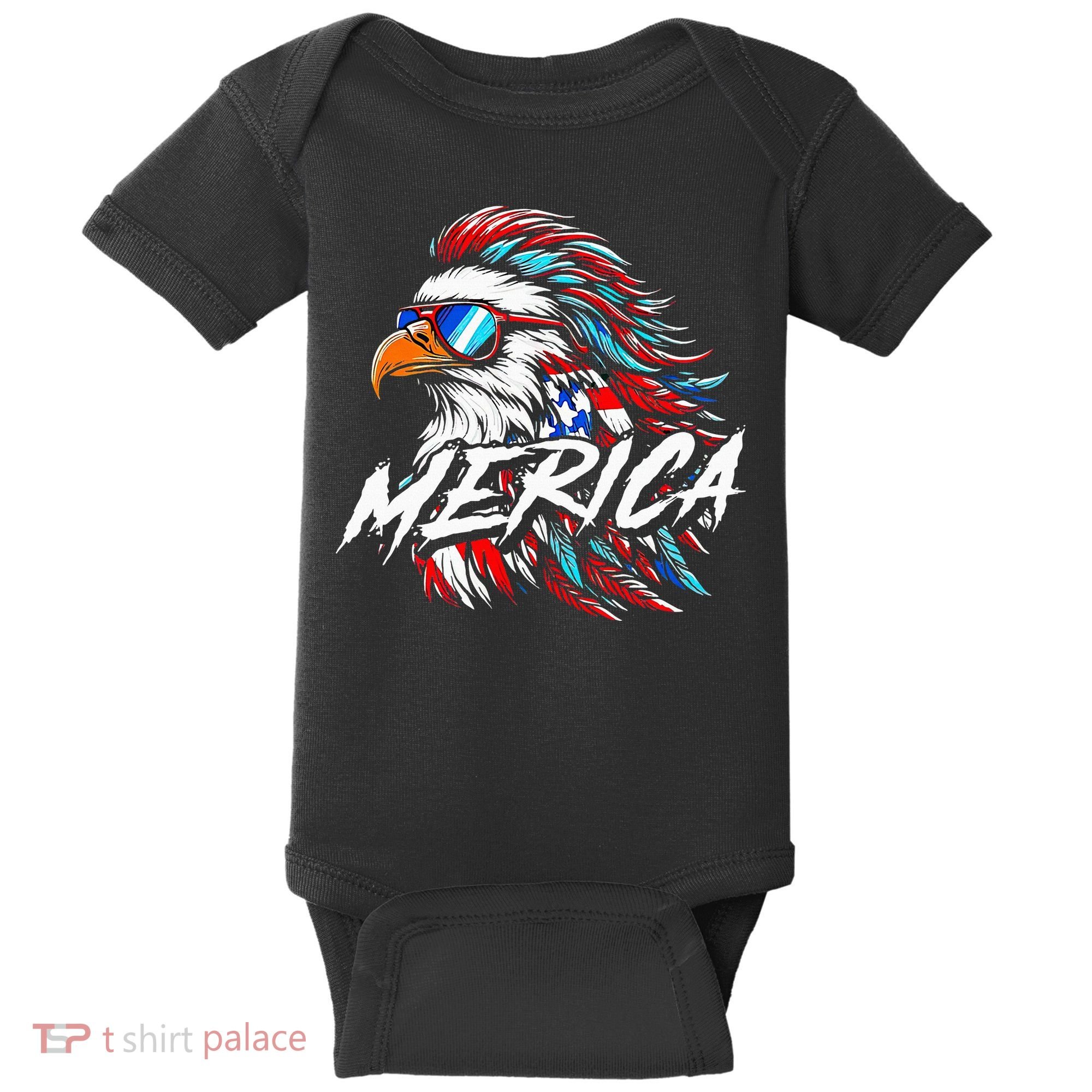 Merica Mullet Eagle Funny 4th Of July Baby Bodysuit