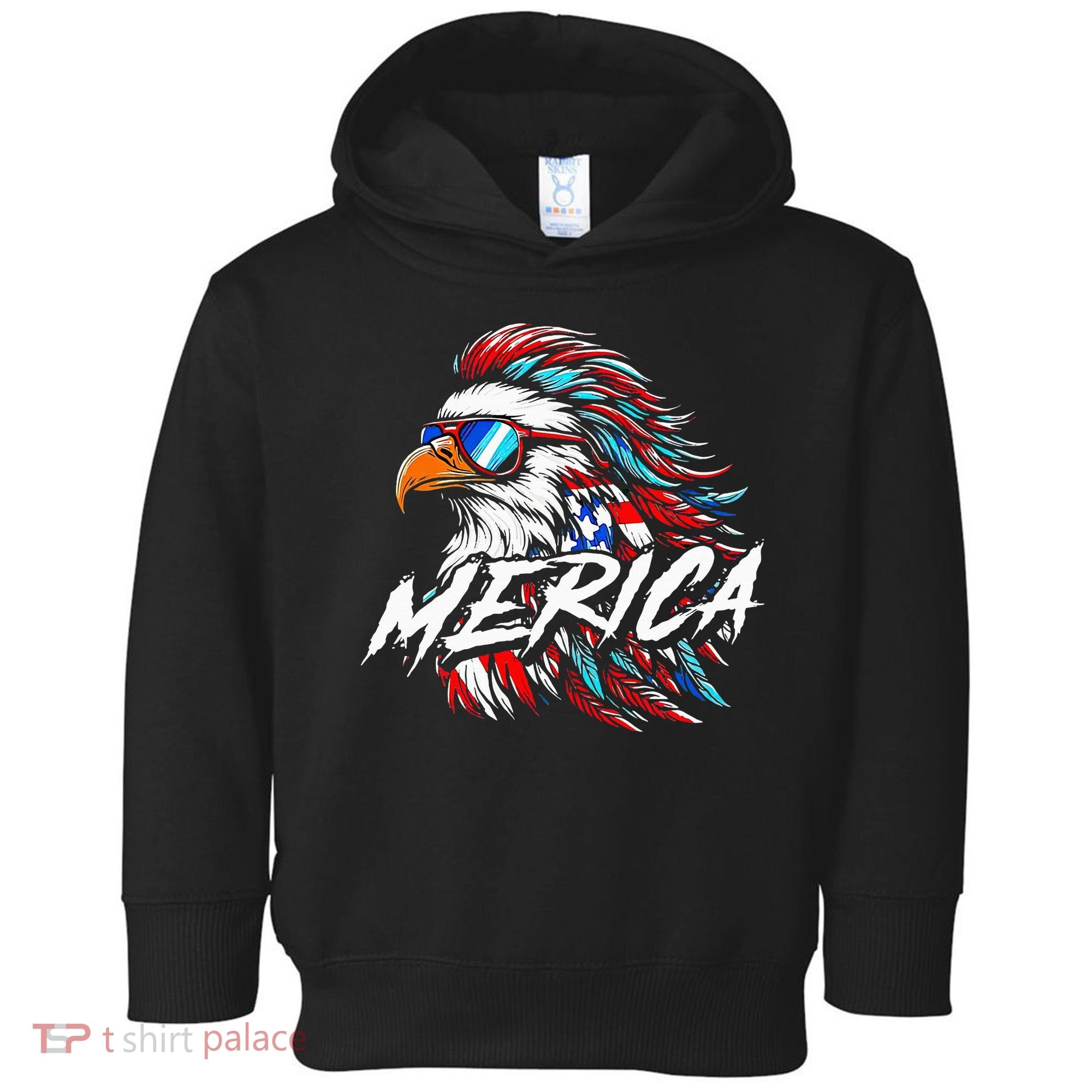 Merica Mullet Eagle Funny 4th Of July Toddler Hoodie