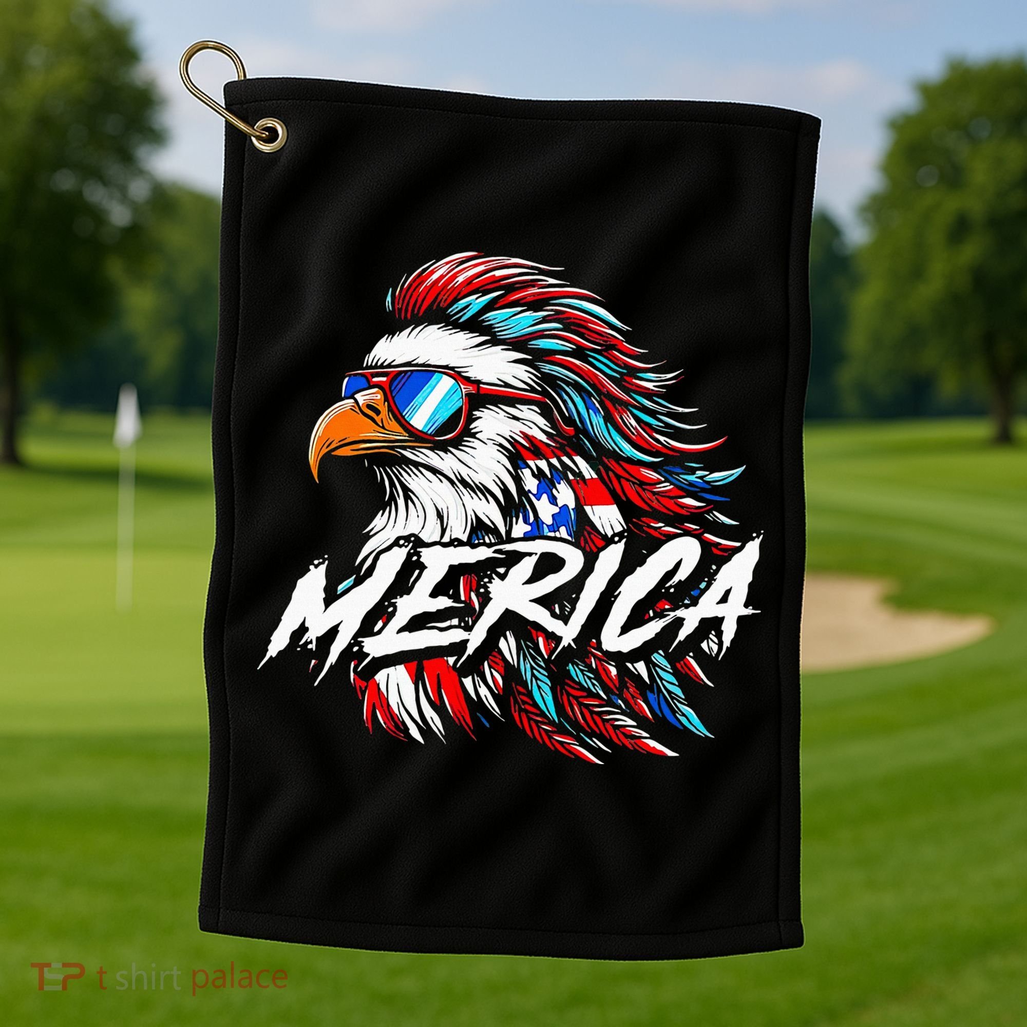 Merica Mullet Eagle Funny 4th Of July Golf Towel