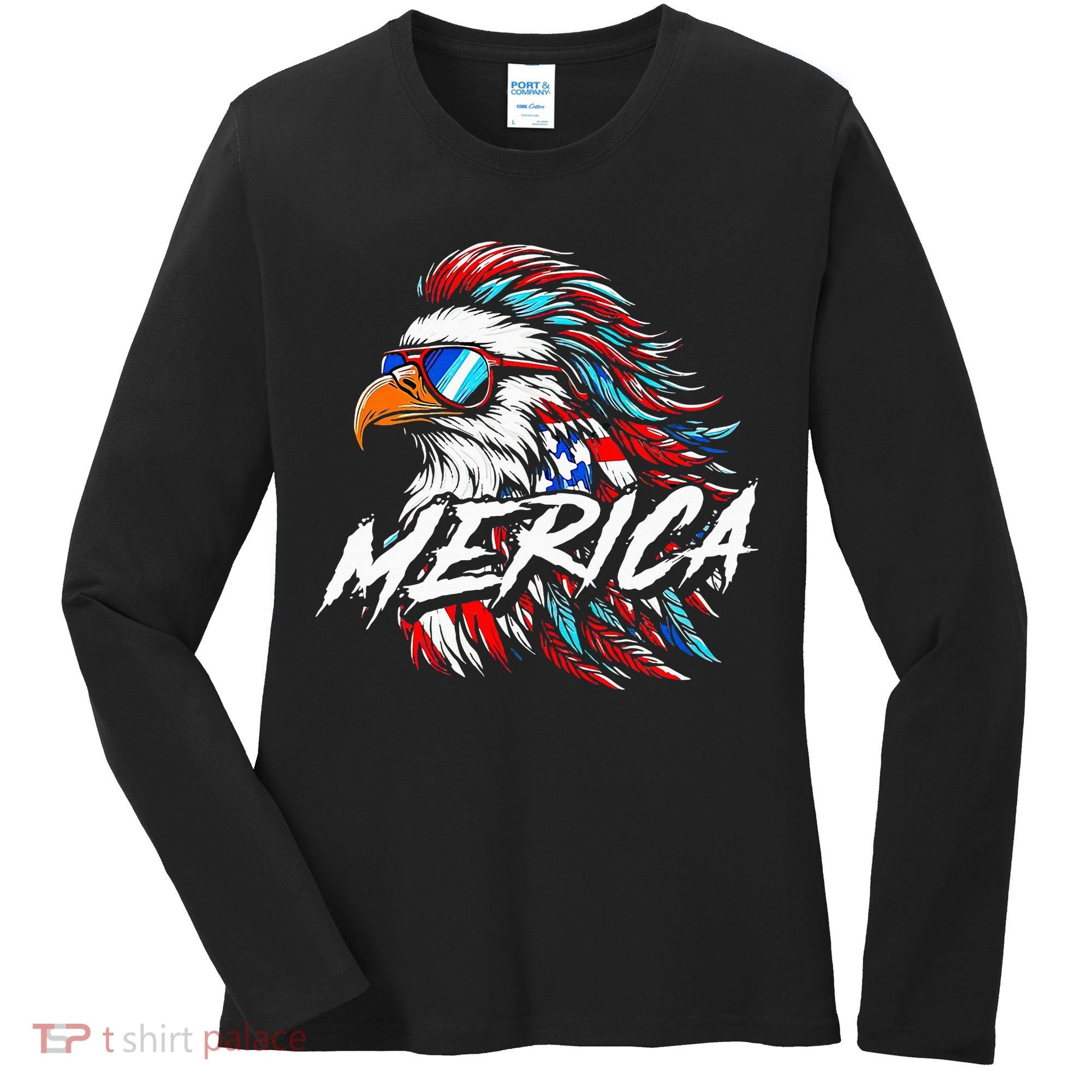 Merica Mullet Eagle Funny 4th Of July Women's Long Sleeve Shirt