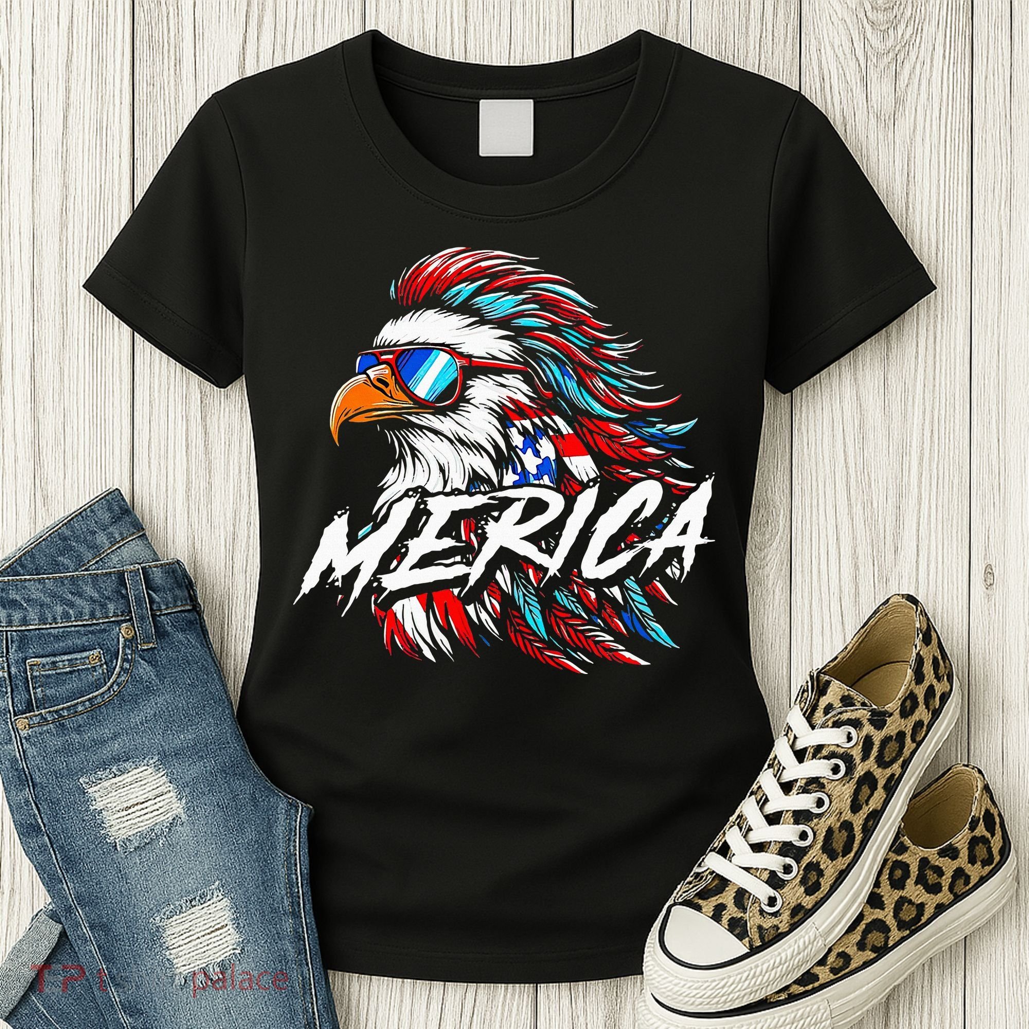 Merica Mullet Eagle Funny 4th Of July Women's T-Shirt
