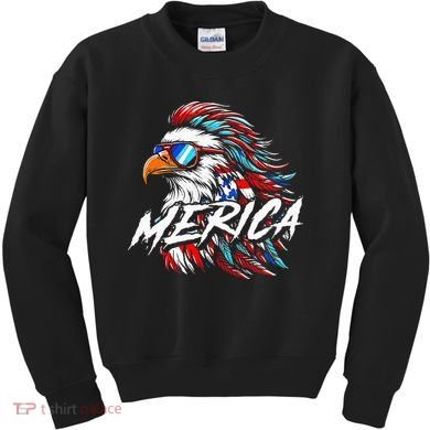 Merica Mullet Eagle Funny 4th Of July Kids Sweatshirt