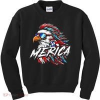 Merica Mullet Eagle Funny 4th Of July Kids Sweatshirt thumb 0