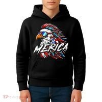 Merica Mullet Eagle Funny 4th Of July Kids Hoodie thumb 4
