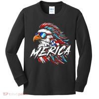 Merica Mullet Eagle Funny 4th Of July Kids Long Sleeve Shirt thumb 0