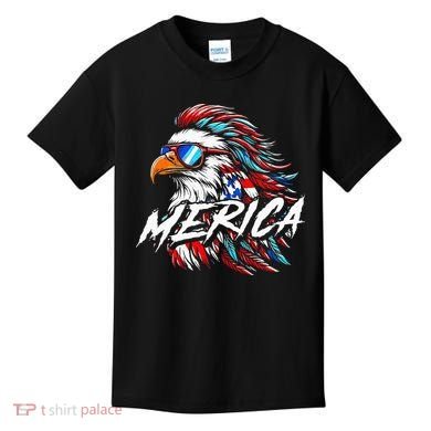 Merica Mullet Eagle Funny 4th Of July Kids T-Shirt