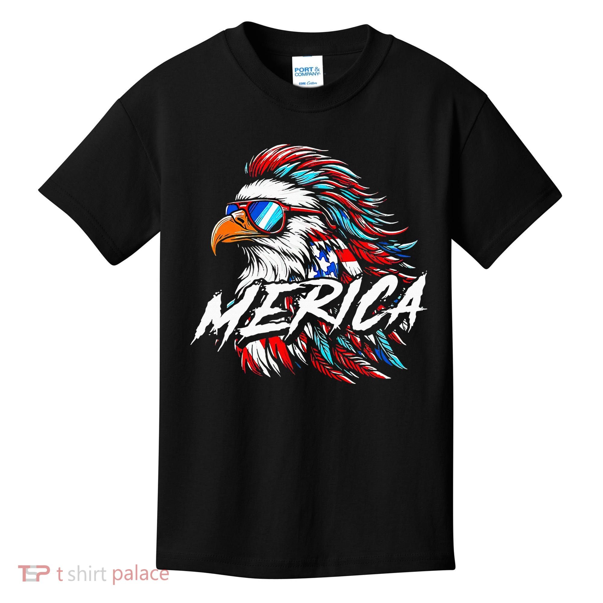 Merica Mullet Eagle Funny 4th Of July Kids T-Shirt