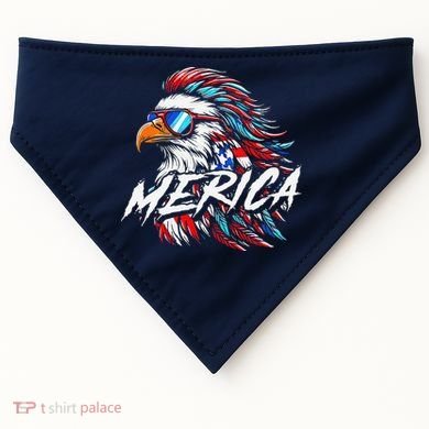 Merica Mullet Eagle Funny 4th Of July USA-Made Doggie Bandana
