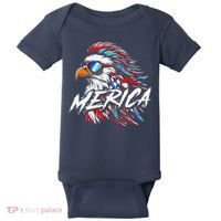 Merica Mullet Eagle Funny 4th Of July Baby Bodysuit thumb 0