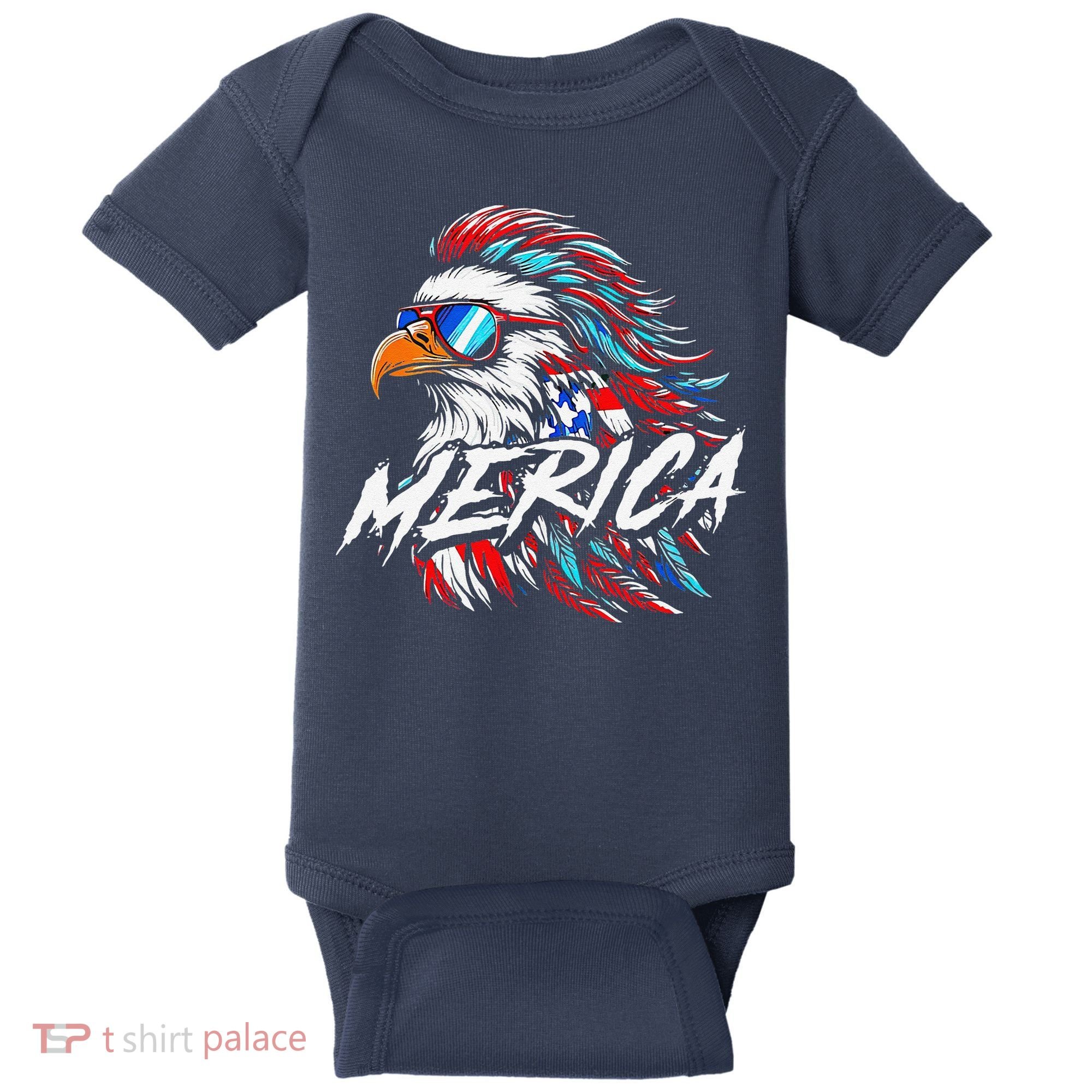 Merica Mullet Eagle Funny 4th Of July Baby Bodysuit