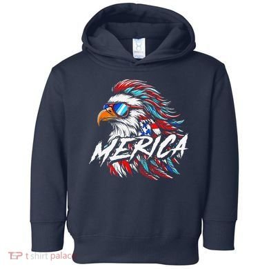 Merica Mullet Eagle Funny 4th Of July Toddler Hoodie