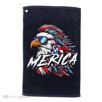 Merica Mullet Eagle Funny 4th Of July Golf Towel thumb 0