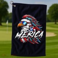 Merica Mullet Eagle Funny 4th Of July Golf Towel thumb 1