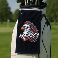 Merica Mullet Eagle Funny 4th Of July Golf Towel thumb 2
