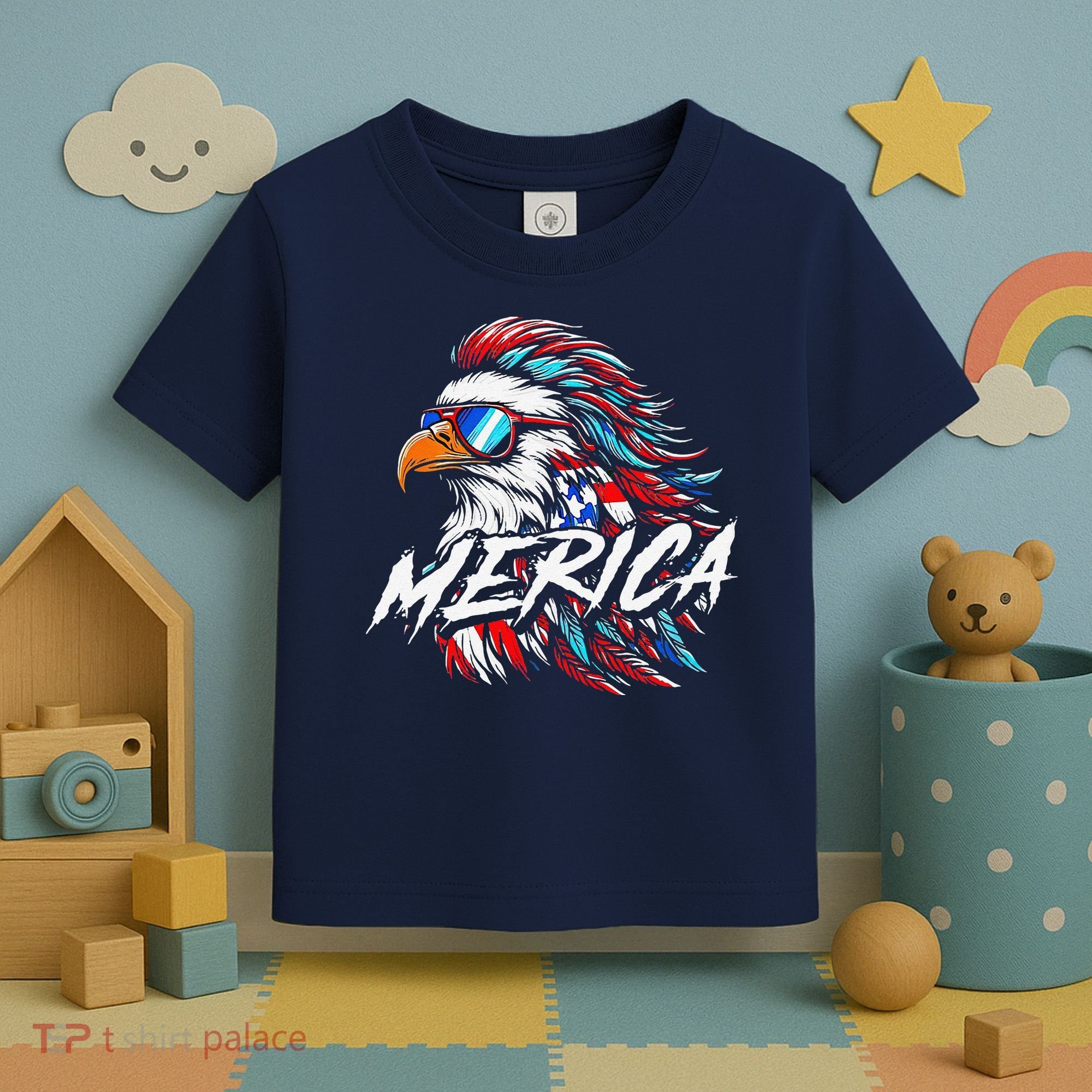 Merica Mullet Eagle Funny 4th Of July Toddler T-Shirt