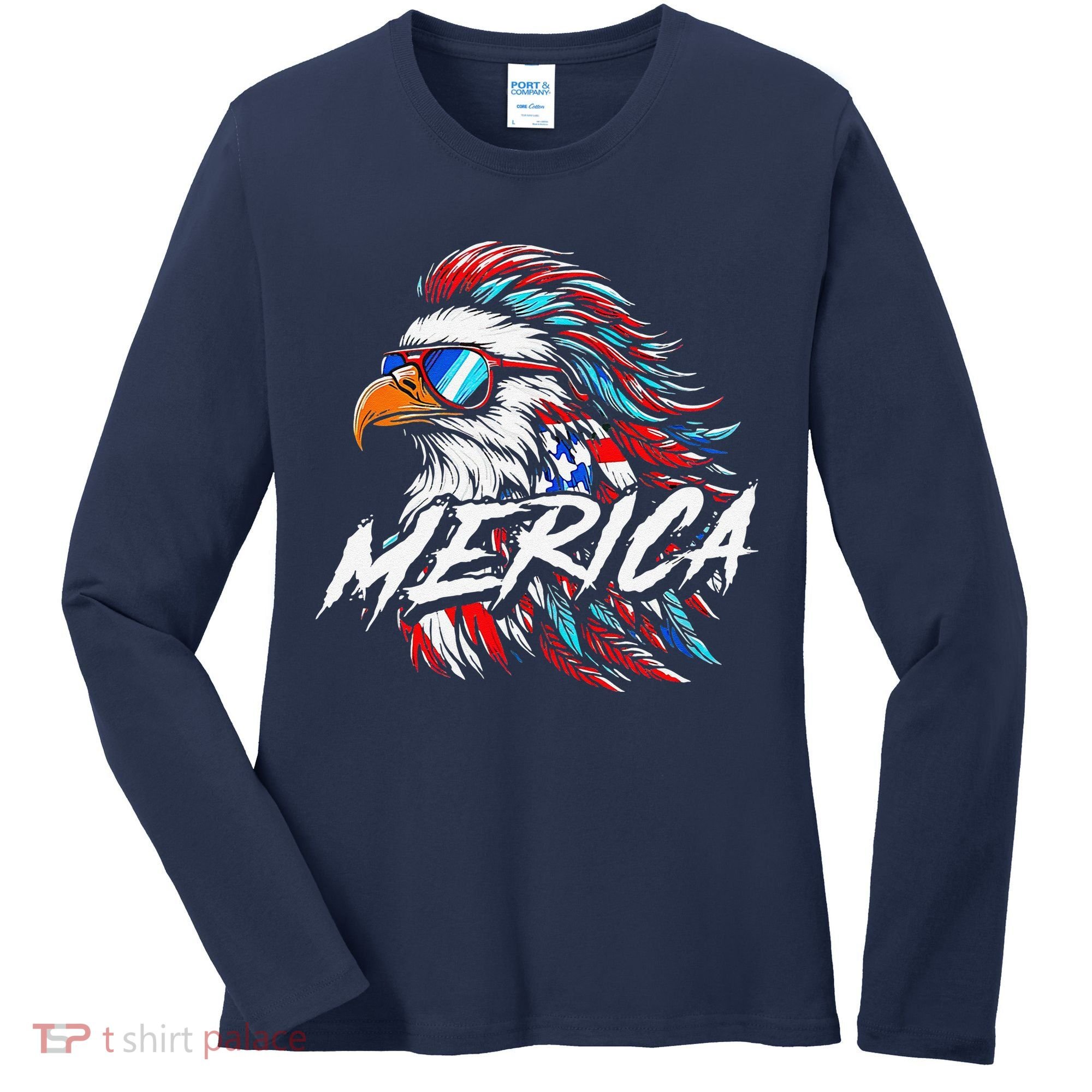 Merica Mullet Eagle Funny 4th Of July Women's Long Sleeve Shirt