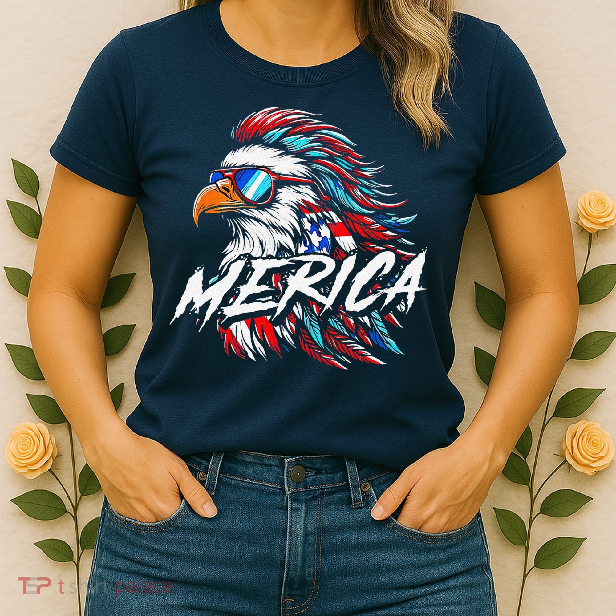 Merica Mullet Eagle Funny 4th Of July Women's T-Shirt