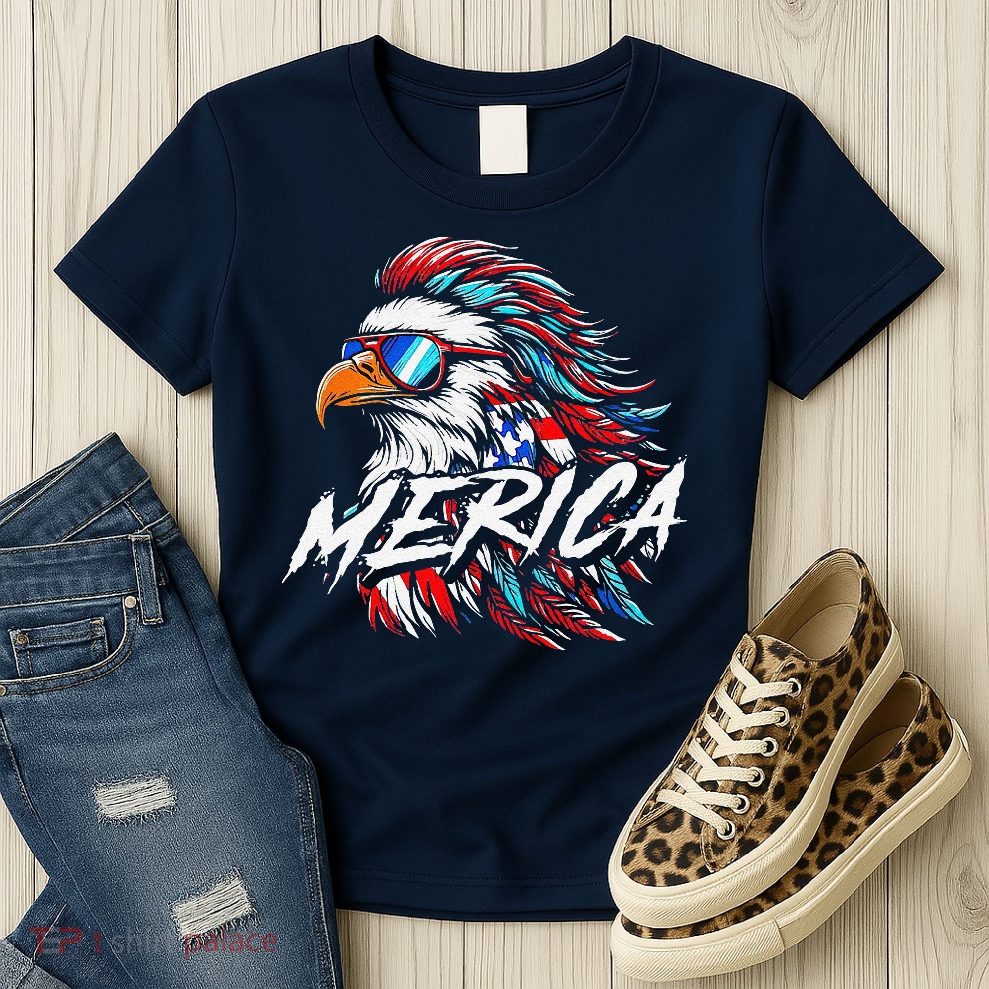 Merica Mullet Eagle Funny 4th Of July Women's T-Shirt