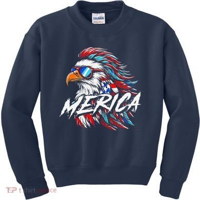Merica Mullet Eagle Funny 4th Of July Kids Sweatshirt