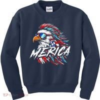 Merica Mullet Eagle Funny 4th Of July Kids Sweatshirt thumb 0