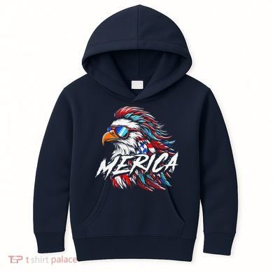 Merica Mullet Eagle Funny 4th Of July Kids Hoodie