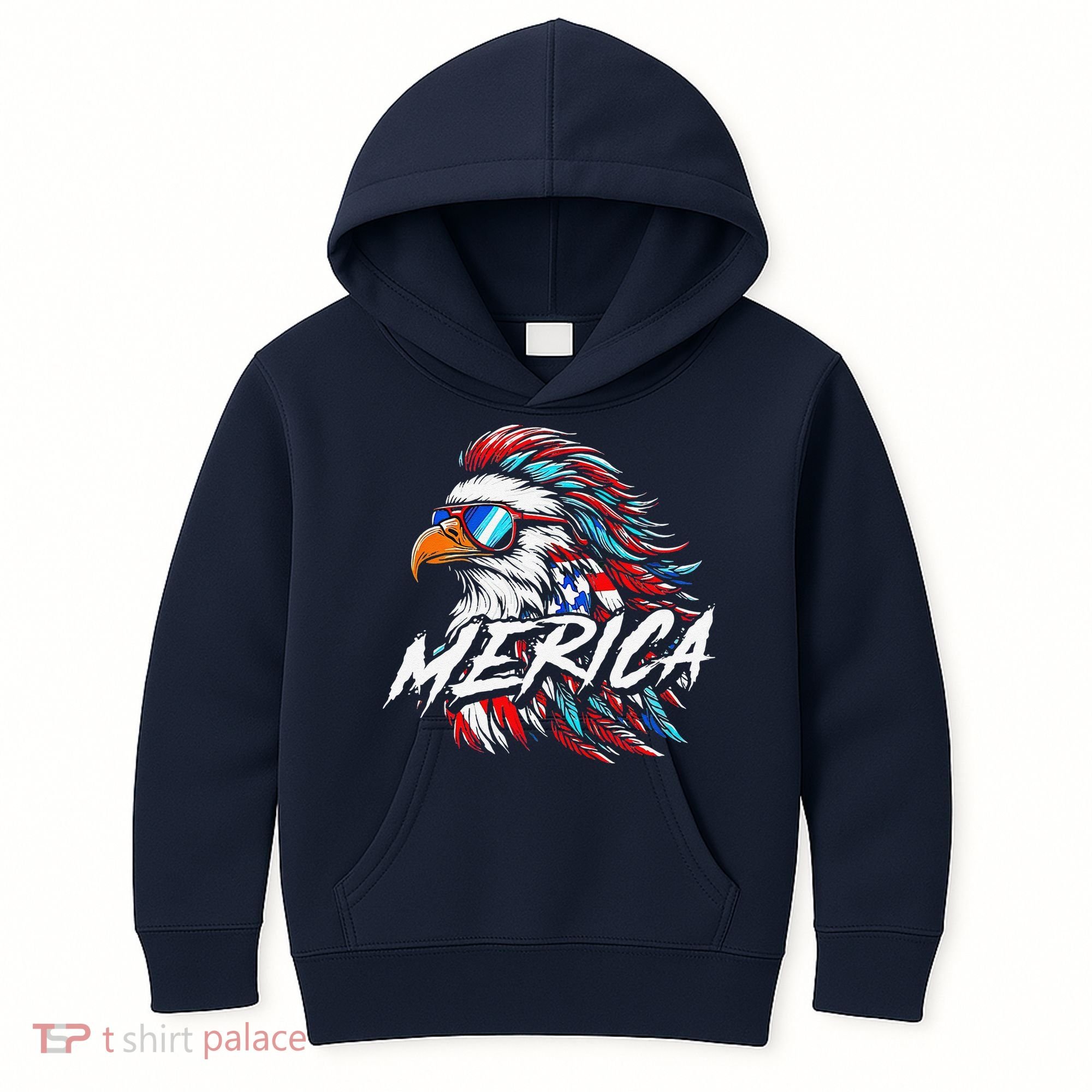Merica Mullet Eagle Funny 4th Of July Kids Hoodie