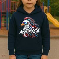 Merica Mullet Eagle Funny 4th Of July Kids Hoodie thumb 3