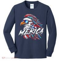 Merica Mullet Eagle Funny 4th Of July Kids Long Sleeve Shirt thumb 0