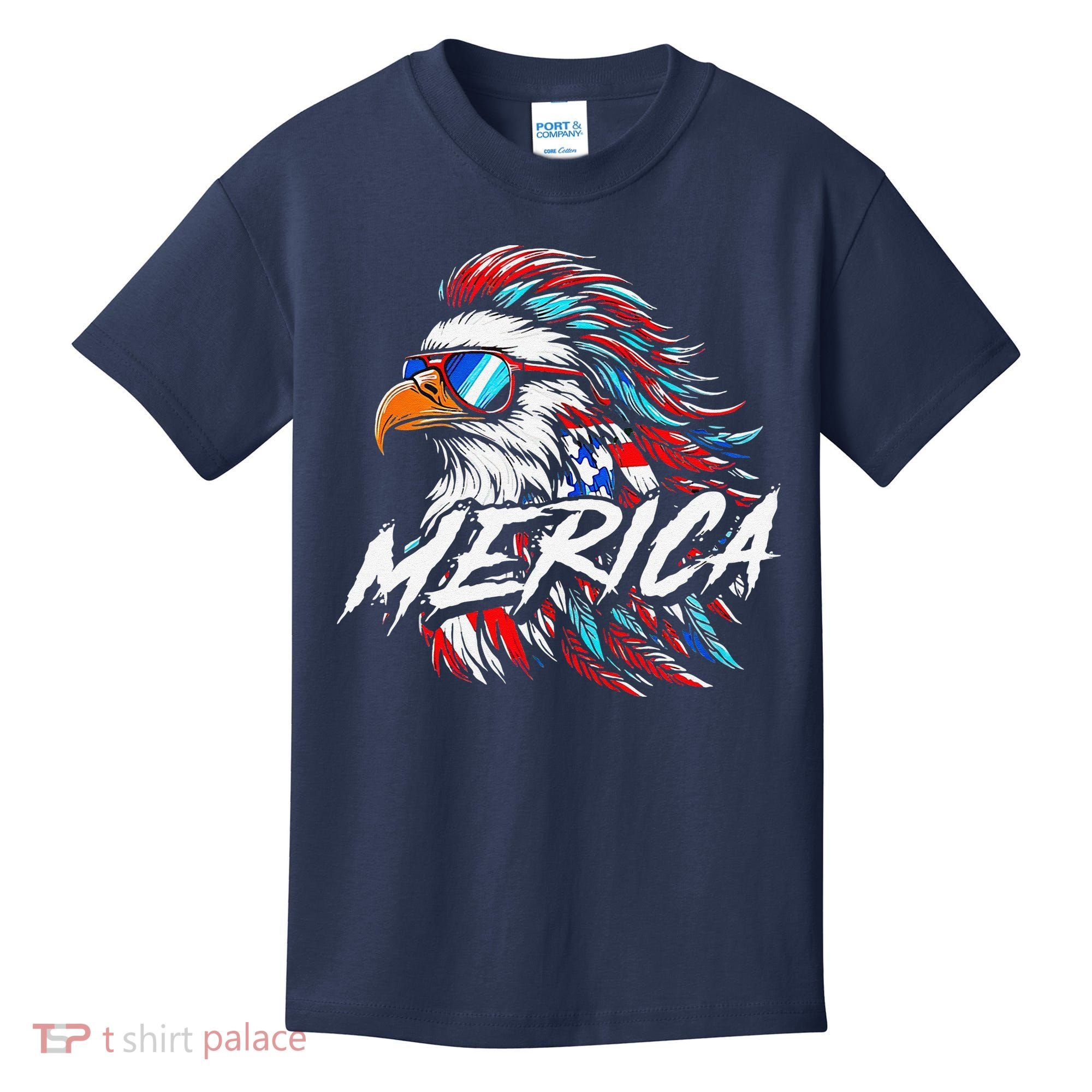 Merica Mullet Eagle Funny 4th Of July Kids T-Shirt