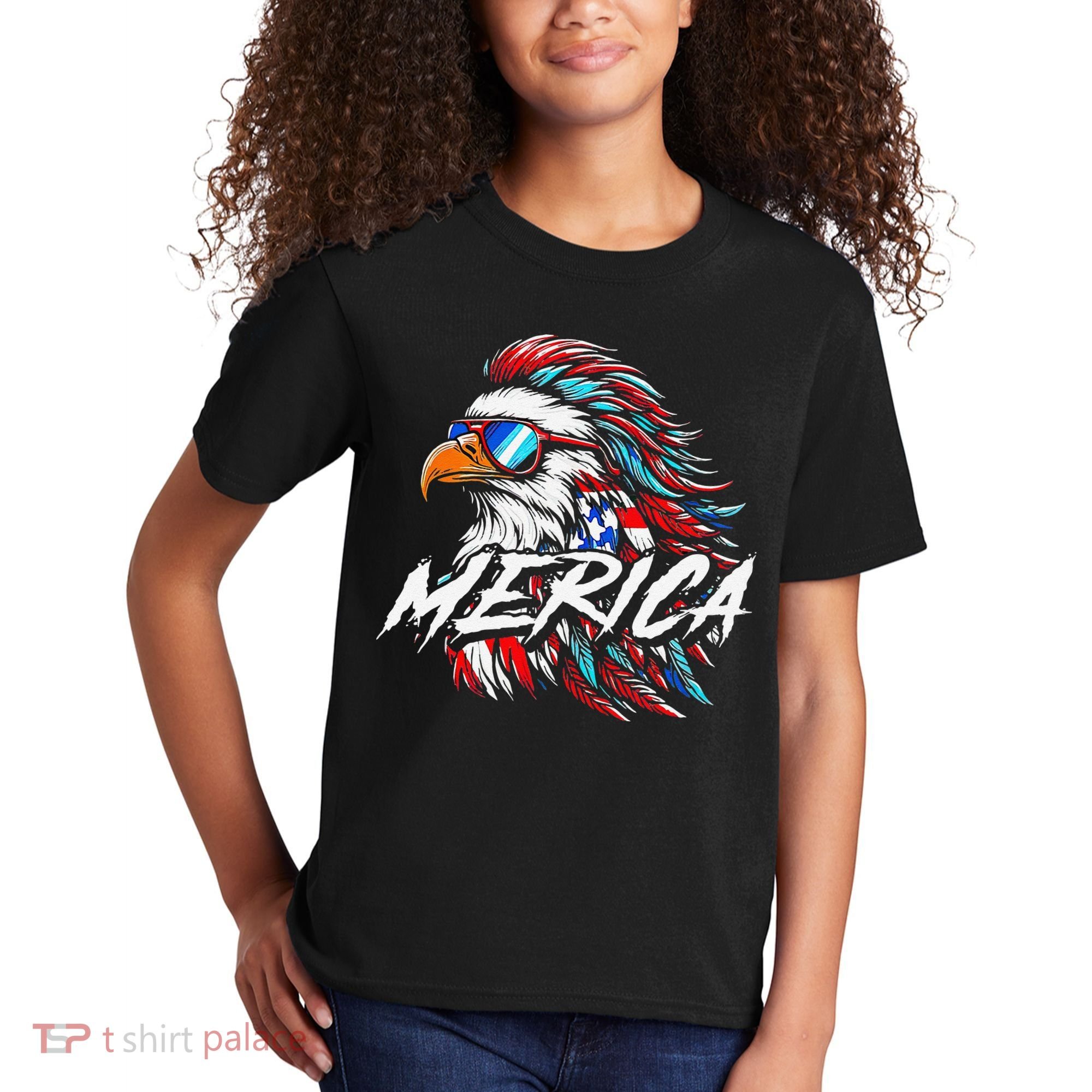 Merica Mullet Eagle Funny 4th Of July Kids T-Shirt
