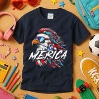 Merica Mullet Eagle Funny 4th Of July Kids T-Shirt thumb 3